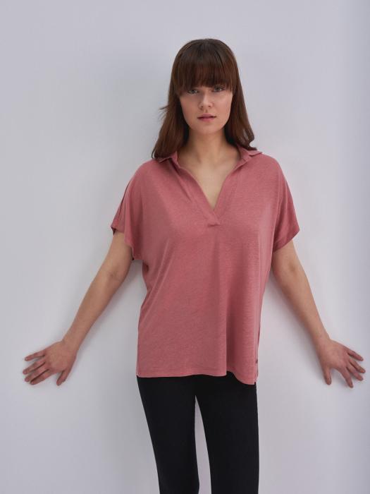 Ružové ľanové dámske tričko Doreh 602